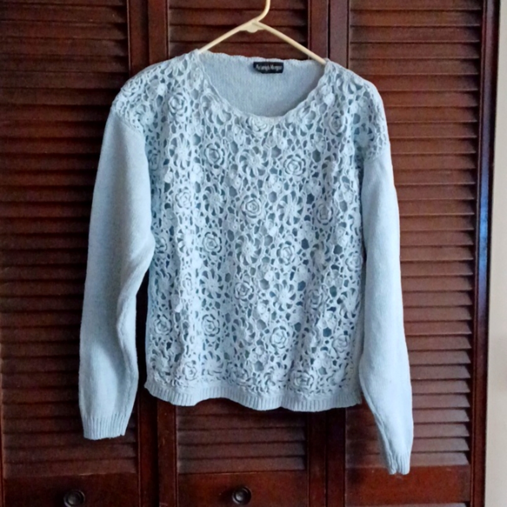 Ashleigh Morgan sweater, size M/L, baby blue, like new